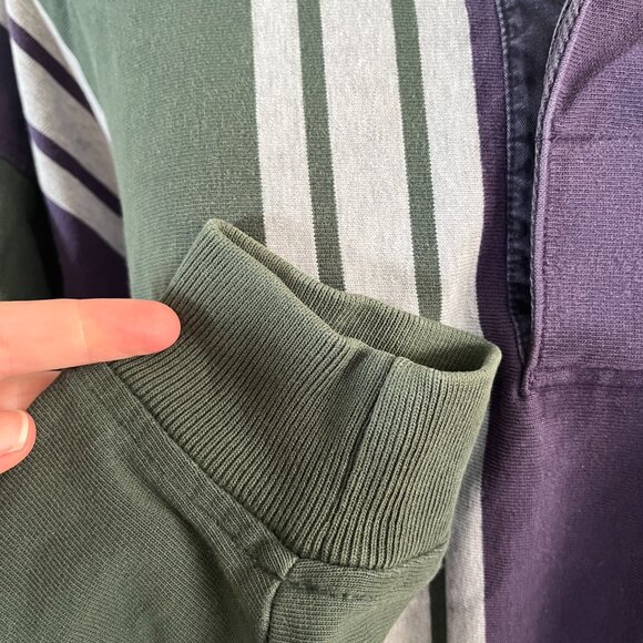 VTG Tommy Hilfiger Sz L Vertical Stripe Varsity Sports Rugby Shirt - Picture 10 of 14